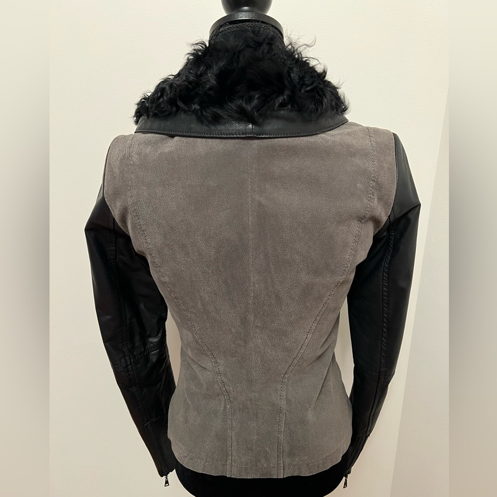 DANIER Mixed Media Leather Jacket with Lambfur collar
Sz 2XS UK 6/8 US 4 - Picture 7 of 14
